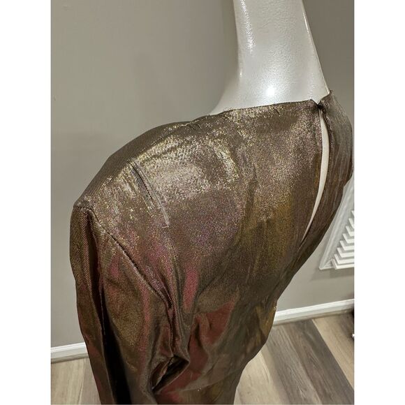 SAINT LAURENT WOMEN'S SILK LAME MINI DRESS IN GOLD SIZE 38 (6) $2995 - Picture 9 of 16